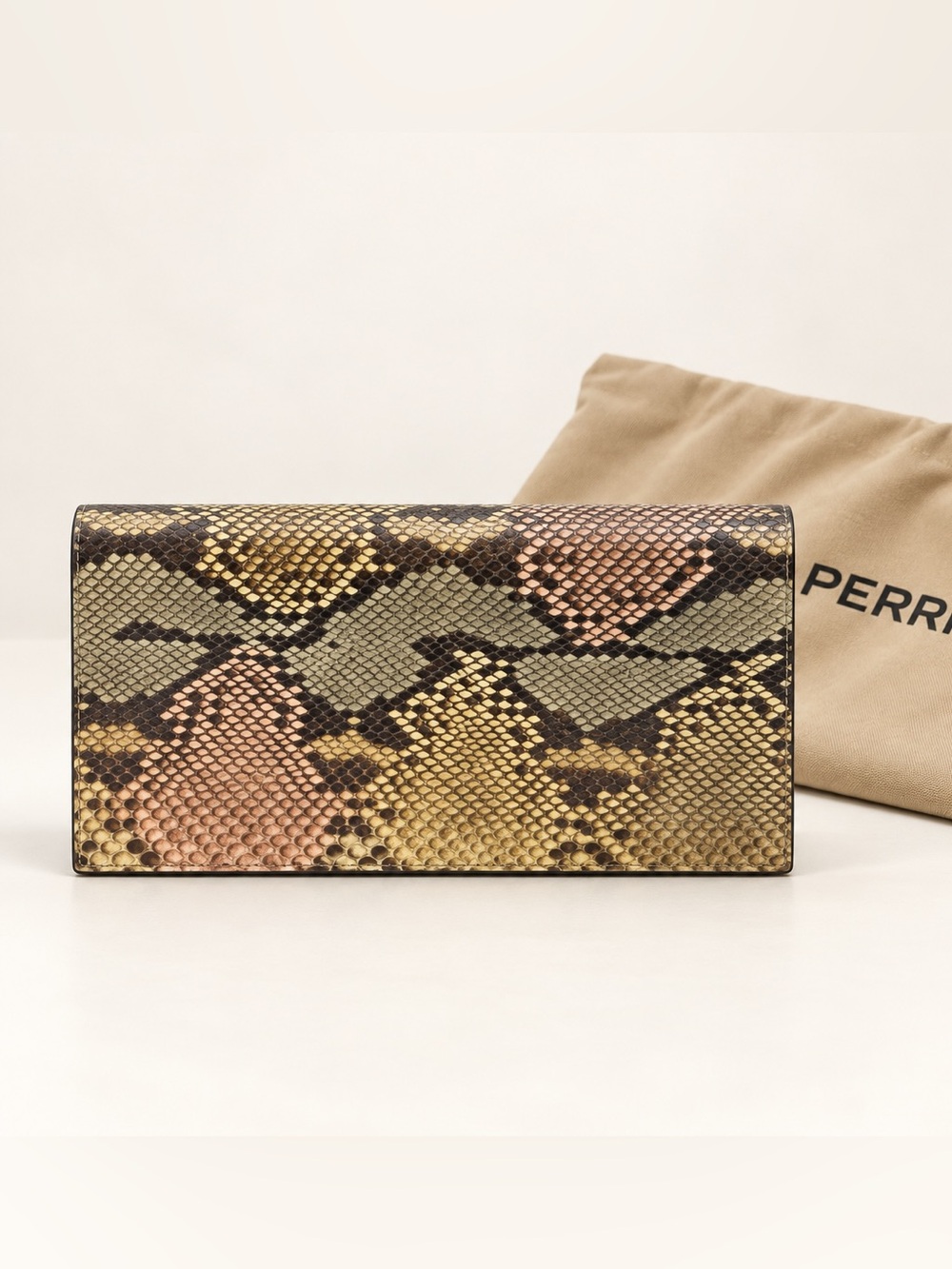 NWT Rare Perrin Paris Multicolor Snakeskin Clutch